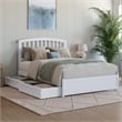 Lucia Full Platform Bed with Panel Footboard & 2 Storage Drawers in White