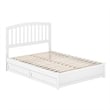 Lucia Full Platform Bed with Panel Footboard & 2 Storage Drawers in White