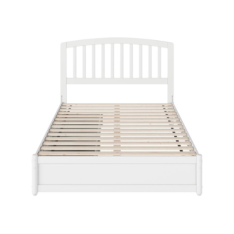 Lucia Full Platform Bed with Panel Footboard & 2 Storage Drawers in White