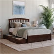 Lucia Full Platform Bed with Panel Footboard & 2 Storage Drawers in Walnut