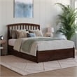 Lucia Full Platform Bed with Panel Footboard & 2 Storage Drawers in Walnut