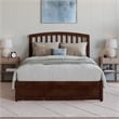 Lucia Full Platform Bed with Panel Footboard & 2 Storage Drawers in Walnut