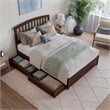 Lucia Full Platform Bed with Panel Footboard & 2 Storage Drawers in Walnut
