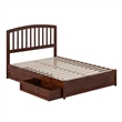 Lucia Full Platform Bed with Panel Footboard & 2 Storage Drawers in Walnut