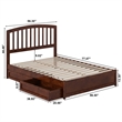 Lucia Full Platform Bed with Panel Footboard & 2 Storage Drawers in Walnut