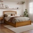 Lucia Full Platform Bed with Panel Footboard & 2 Storage Drawers in Light Toffee