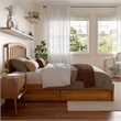 Lucia Full Platform Bed with Panel Footboard & 2 Storage Drawers in Light Toffee