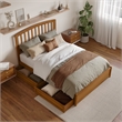 Lucia Full Platform Bed with Panel Footboard & 2 Storage Drawers in Light Toffee