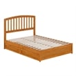Lucia Full Platform Bed with Panel Footboard & 2 Storage Drawers in Light Toffee
