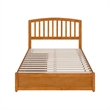 Lucia Full Platform Bed with Panel Footboard & 2 Storage Drawers in Light Toffee
