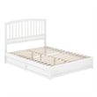 Lucia Queen Platform Bed with Panel Footboard & 2 Storage Drawers in White