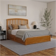 Lucia Queen Platform Bed w/ Panel Footboard & 2 Storage Drawers in Light Toffee