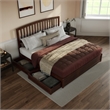 Lucia King Platform Bed with Panel Footboard & 2 Storage Drawers in Walnut