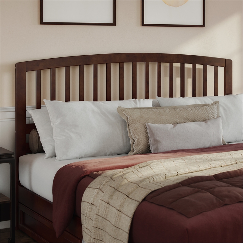 Lucia King Platform Bed with Panel Footboard & 2 Storage Drawers in Walnut