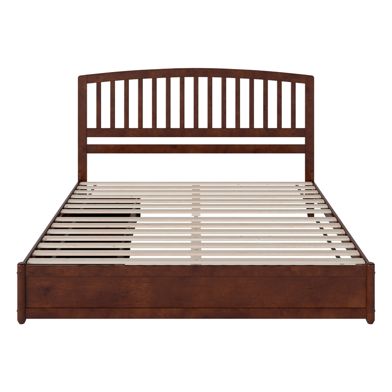 Lucia King Platform Bed with Panel Footboard & 2 Storage Drawers in Walnut