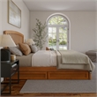 Lucia King Platform Bed with Panel Footboard & 2 Storage Drawers in Light Toffee