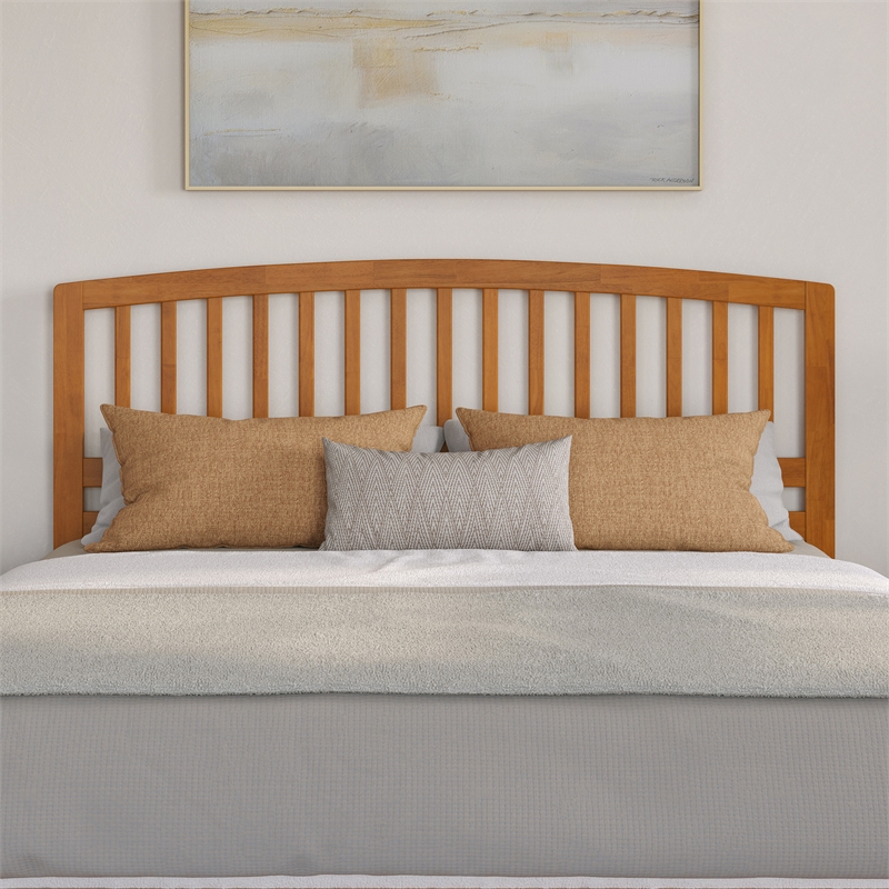 Lucia King Platform Bed with Panel Footboard & 2 Storage Drawers in Light Toffee