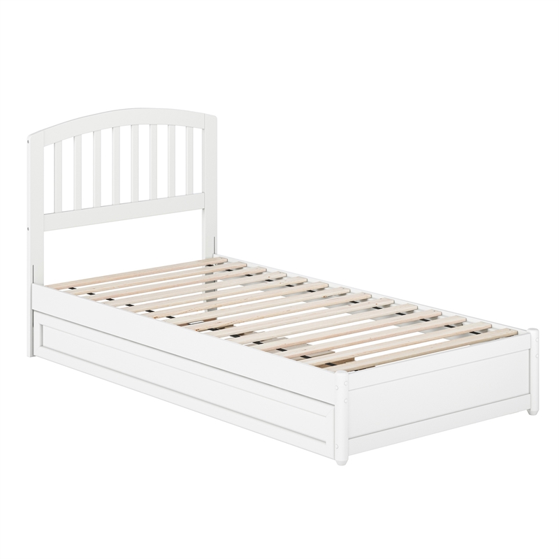 Lucia Twin XL Wood Platform Bed with Panel Footboard & Twin XL Trundle in White