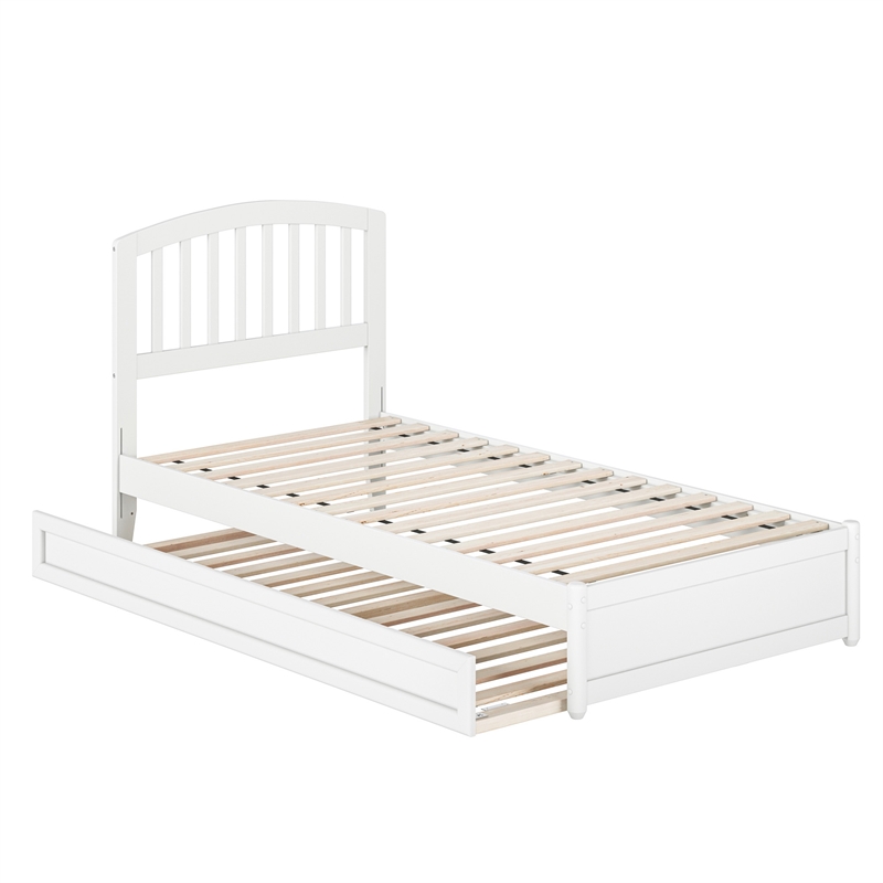 Lucia Twin XL Wood Platform Bed with Panel Footboard & Twin XL Trundle in White