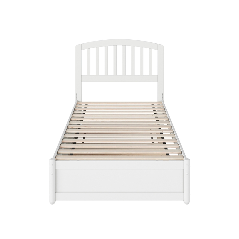 Lucia Twin XL Wood Platform Bed with Panel Footboard & Twin XL Trundle in White