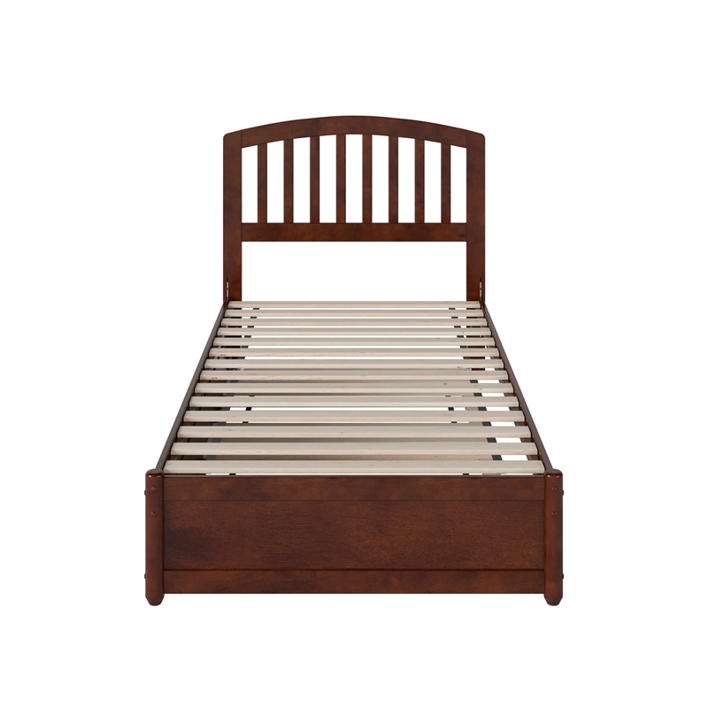 Lucia Twin XL Wood Platform Bed with Panel Footboard & Twin XL Trundle in Walnut