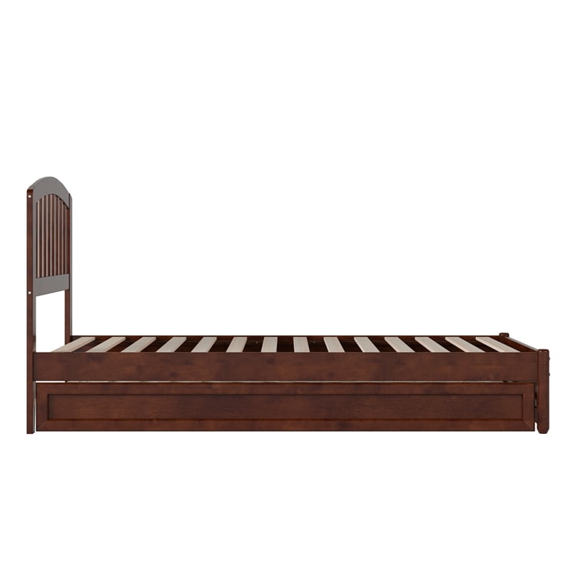 Lucia Twin XL Wood Platform Bed with Panel Footboard & Twin XL Trundle in Walnut