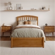 Lucia Twin XL Platform Bed with Panel Footboard & TXL Trundle in Light Toffee