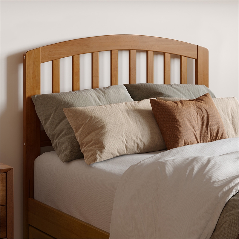 Lucia Twin XL Platform Bed with Panel Footboard & TXL Trundle in Light Toffee