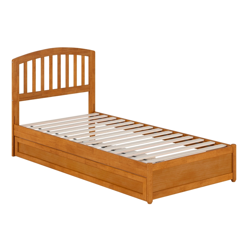 Lucia Twin XL Platform Bed with Panel Footboard & TXL Trundle in Light Toffee