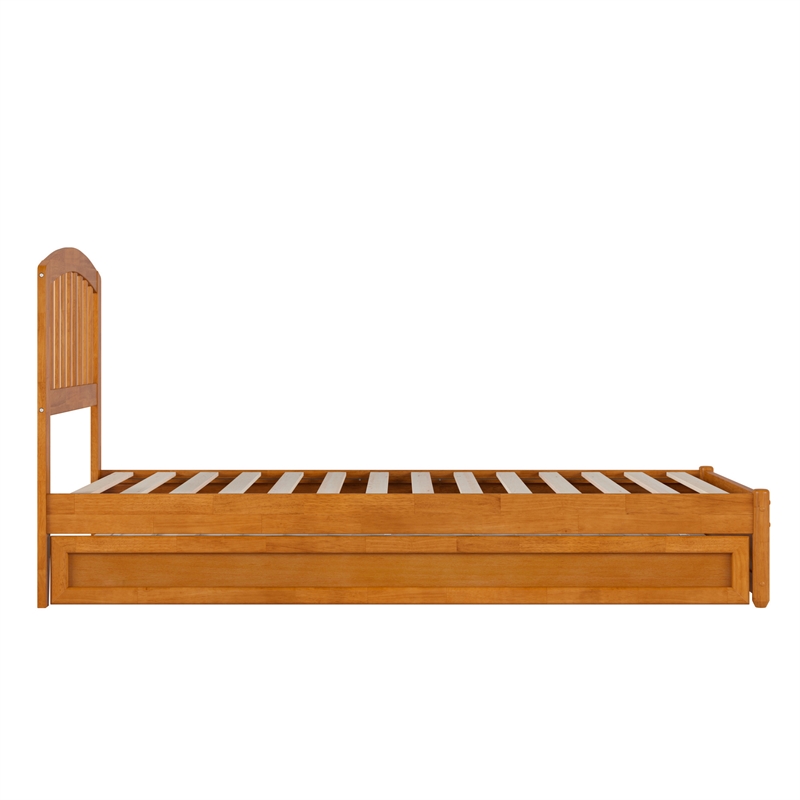 Lucia Twin XL Platform Bed with Panel Footboard & TXL Trundle in Light Toffee