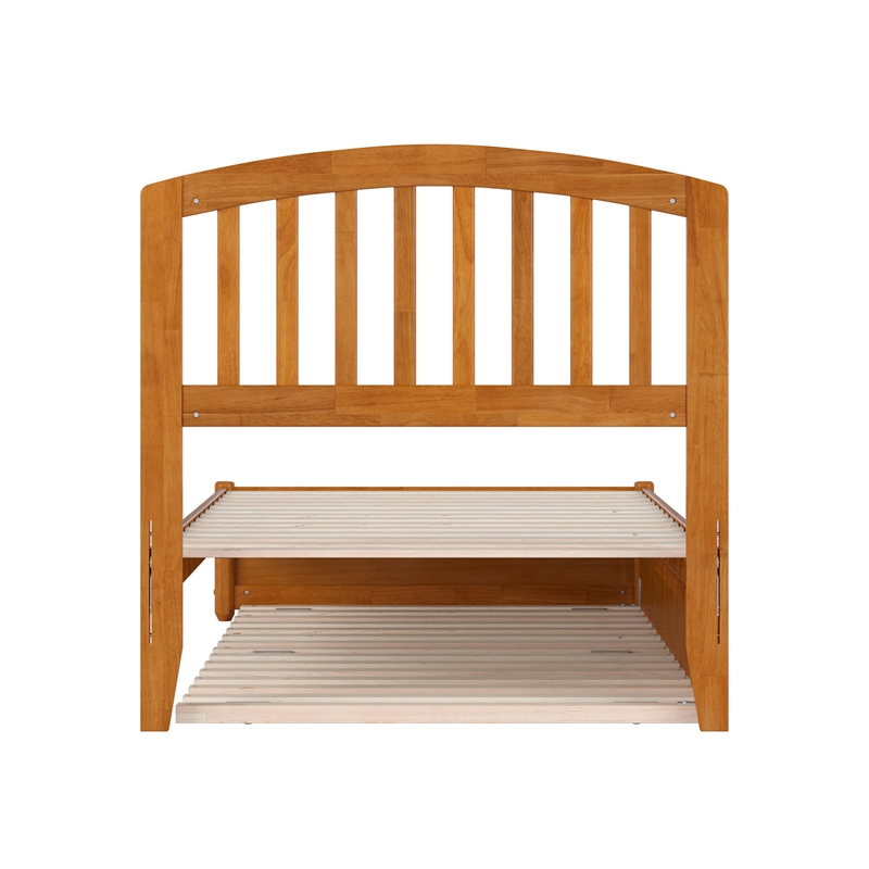 Lucia Twin XL Platform Bed with Panel Footboard & TXL Trundle in Light Toffee