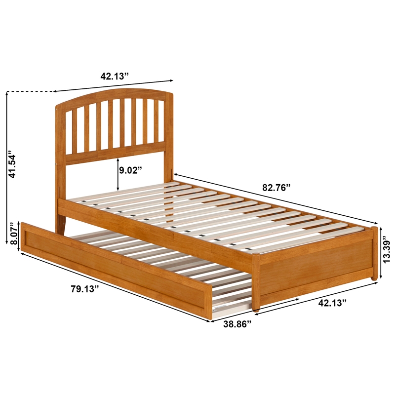 Lucia Twin XL Platform Bed with Panel Footboard & TXL Trundle in Light Toffee