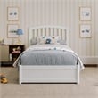 Lucia Twin Wood Platform Bed with Panel Footboard and Twin Trundle in White