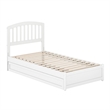 Lucia Twin Wood Platform Bed with Panel Footboard and Twin Trundle in White