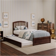 Lucia Twin Wood Platform Bed with Panel Footboard and Twin Trundle in Walnut