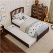 Lucia Twin Wood Platform Bed with Panel Footboard and Twin Trundle in Walnut