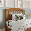Lucia Twin Wood Platform Bed with Panel Footboard & Twin Trundle in Light Toffee
