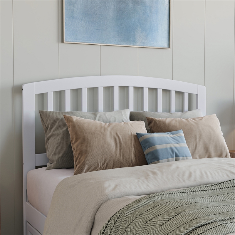 Lucia Full Wood Platform Bed with Panel Footboard and Twin Trundle in White