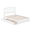 Lucia Full Wood Platform Bed with Panel Footboard and Twin Trundle in White