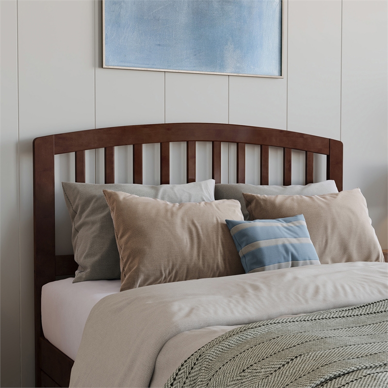 Lucia Full Wood Platform Bed with Panel Footboard and Twin Trundle in Walnut