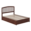 Lucia Full Wood Platform Bed with Panel Footboard and Twin Trundle in Walnut