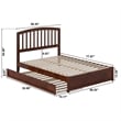 Lucia Full Wood Platform Bed with Panel Footboard and Twin Trundle in Walnut