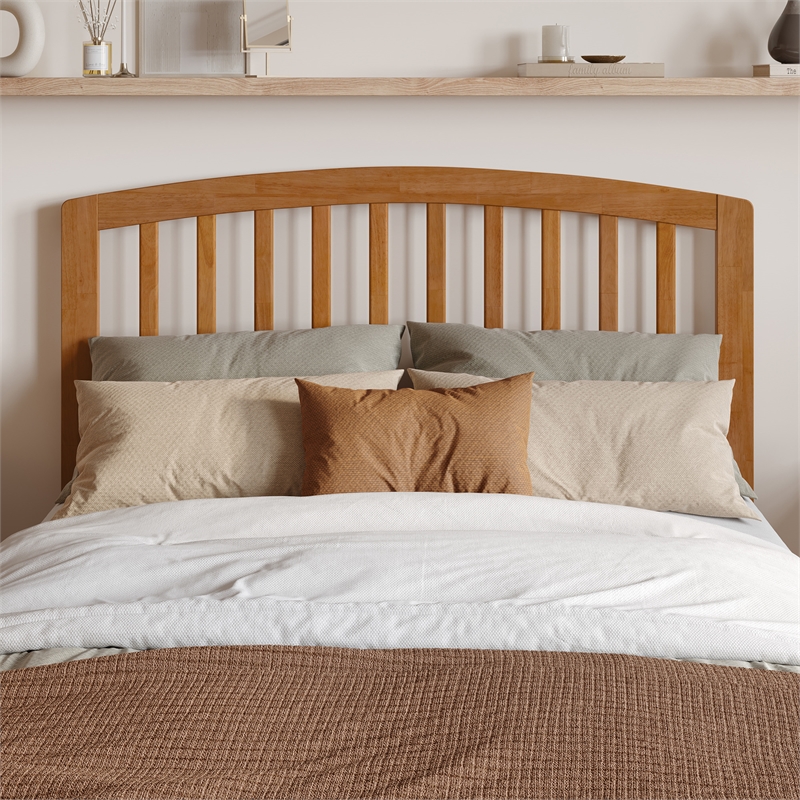 Lucia Full Wood Platform Bed with Panel Footboard & Twin Trundle in Light Toffee