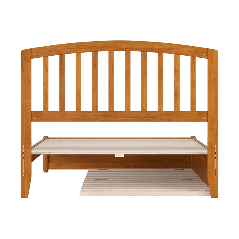 Lucia Full Wood Platform Bed with Panel Footboard & Twin Trundle in Light Toffee
