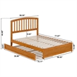 Lucia Full Wood Platform Bed with Panel Footboard & Twin Trundle in Light Toffee