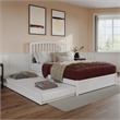 Lucia Queen Wood Platform Bed with Panel Footboard and Twin XL Trundle in White