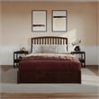 Lucia Queen Wood Platform Bed with Panel Footboard and Twin XL Trundle in Walnut