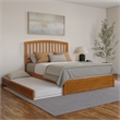 Lucia Queen Wood Platform Bed with Panel Footboard & TXL Trundle in Light Toffee