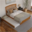 Lucia Queen Wood Platform Bed with Panel Footboard & TXL Trundle in Light Toffee