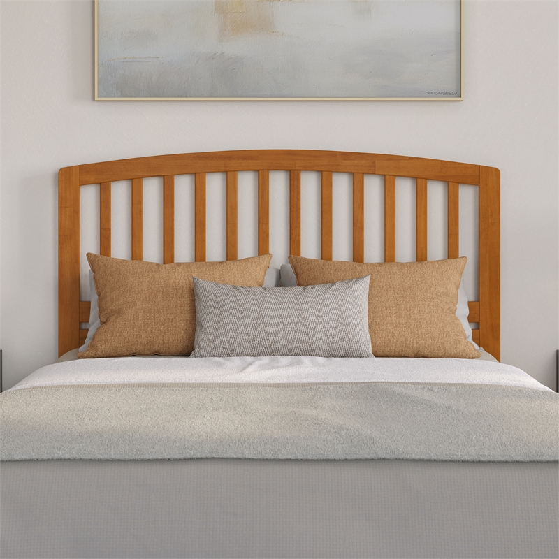 Lucia Queen Wood Platform Bed with Panel Footboard & TXL Trundle in Light Toffee